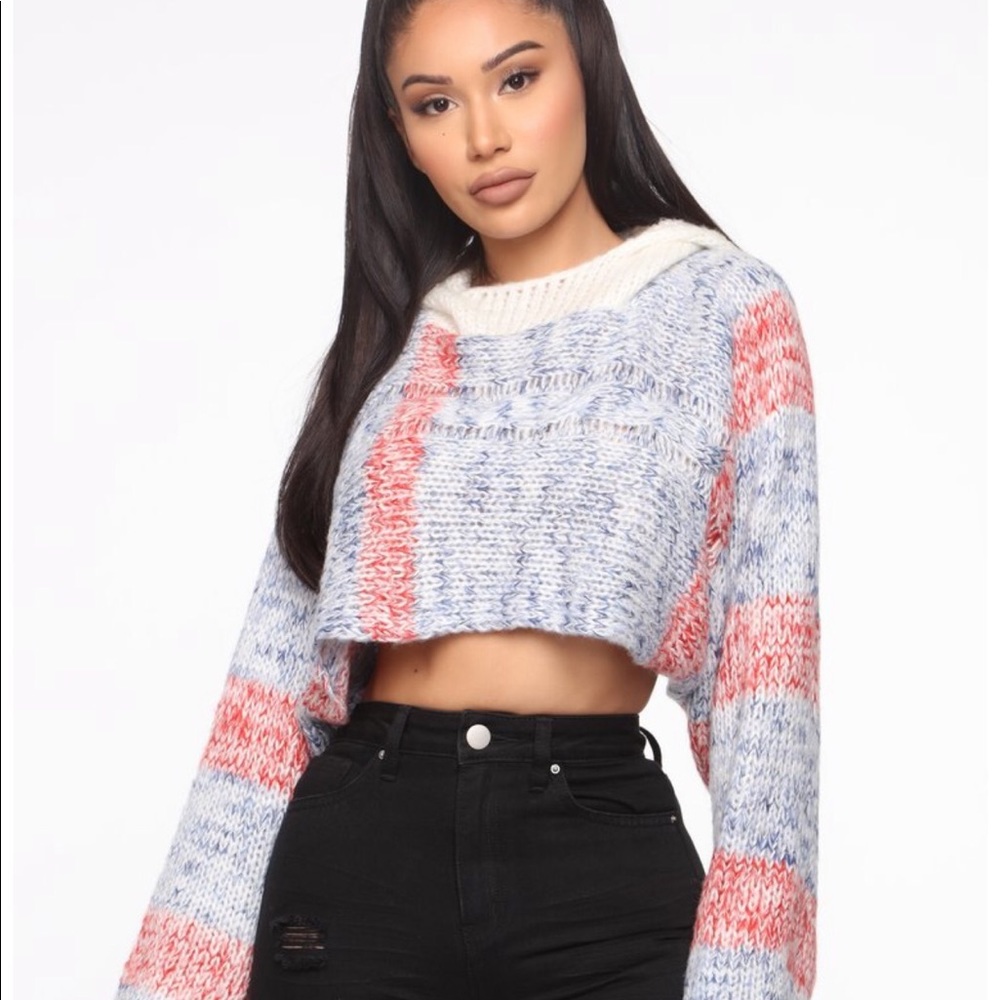 Crochet Fashion Nova cropped hoodie